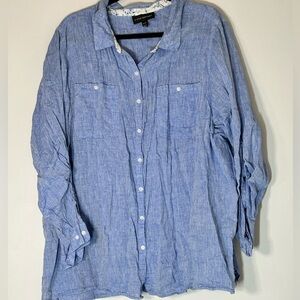 Lane Bryant Light Blue Chambray Button-Up Shirt